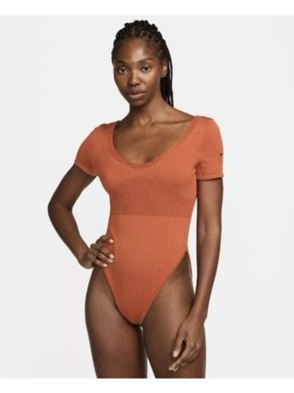 NIKE Women's Orange Knit Bodysuit Size Large NEW NWT